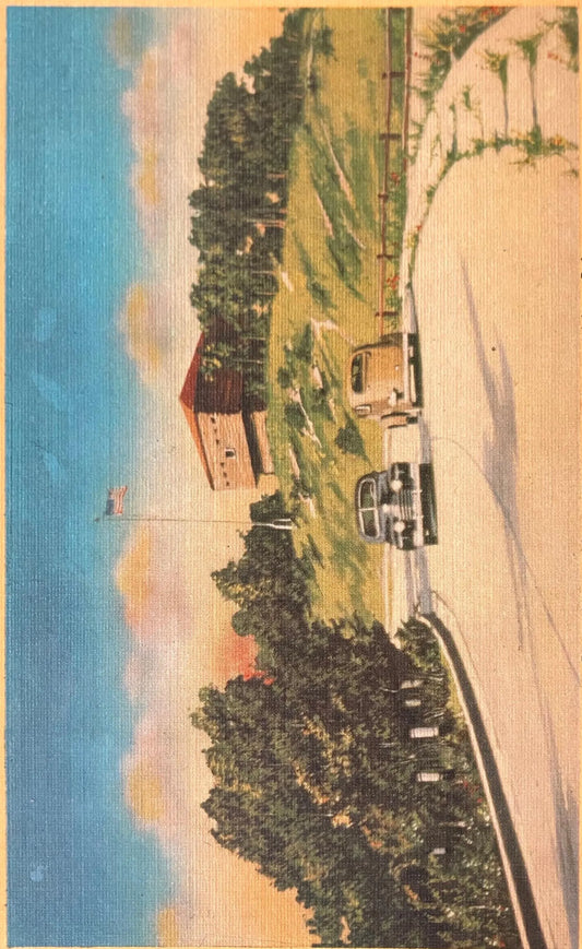Block House on Scenic Highway, Muskegon, Michigan - Vintage Highway Postcard