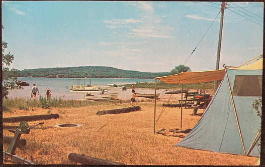 Camping in Young State Park, Near Boyne City, Michigan - Photo: Thomas H. Avery - Vintage State Park Postcard