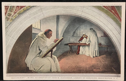 Manuscript - Mural Decoration by John W. Alexander, Library of Congress, Washington D.C., Maryland - Copr. Detroit Publishing Co. - Vintage Postcard