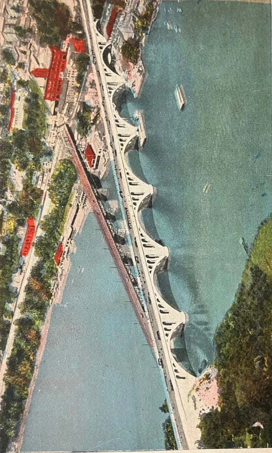 New Key Bridge, View from Aeroplane, Washington D. C., Maryland -  Vintage Bridge Postcard