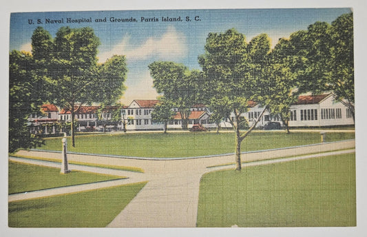 Naval Hospital Postcard Parris Island, South Carolina - Vintage Military Postcard