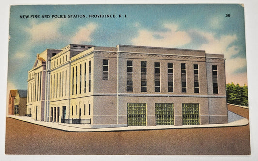 New Fire And Police Station, Providence, Rhode Island - Vintage Postcard