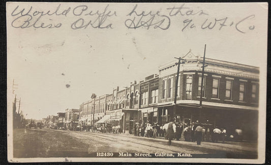 Main Street, Galena, Kansas - Vintage Postcard
