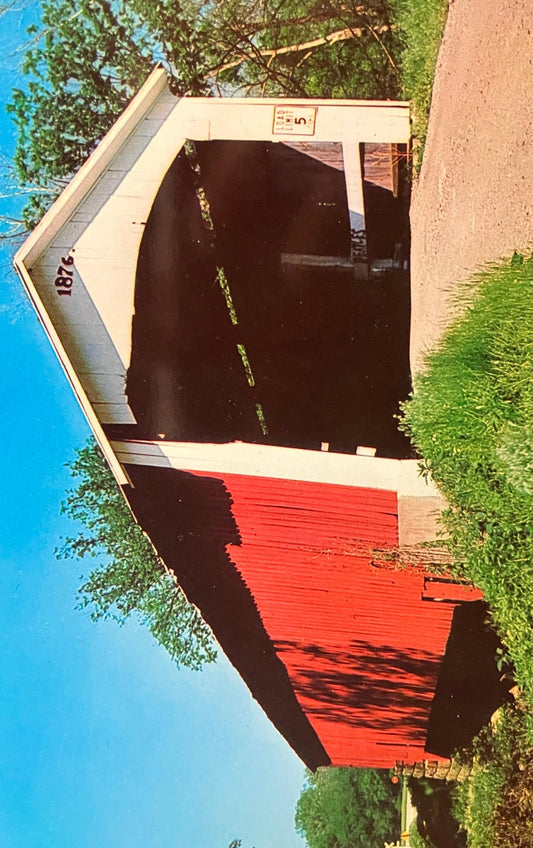 Hillsdale Bridge in Vermillion County, Indiana - Photo: Floyd Mitchell - Vintage Covered Bridge Postcard