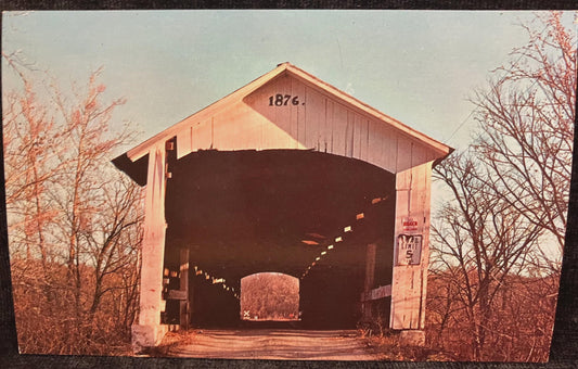 Hillsdale Bridge in Vermillion County, Indiana - Photo: John V. Pontiere Jr. - Vintage Covered Bridge Postcard