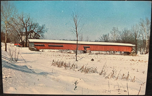 Bridgeton Bridge in Bridgeton, Indiana - Photo: Floyd Mitchell - Vintage Covered Bridge Postcard