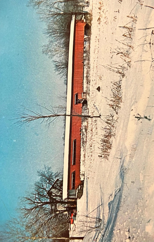 Bridgeton Bridge in Bridgeton, Indiana - Photo: Floyd Mitchell - Vintage Covered Bridge Postcard