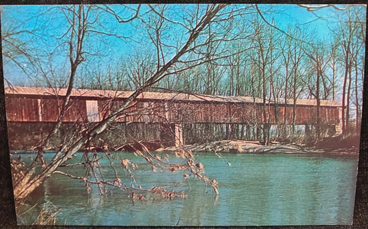 Ewing Bridge in Jackson County, Indiana - Photo: Terry Miller - Vintage Covered Bridge Postcard