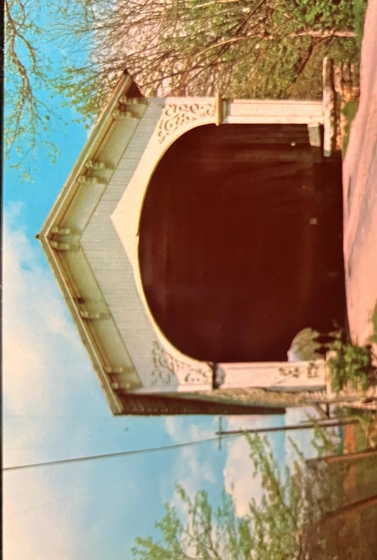 Norris Ford Covered Bridge in Rush County, Indiana - Color: F. Mitchell - Vintage Covered Bridge Postcard