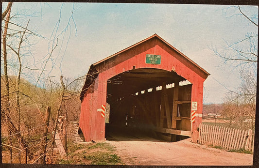 Hillis or Baker’s Camp Bridge - Indiana - Photo: Floyd Mitchell - Vintage Covered Bridge Postcard
