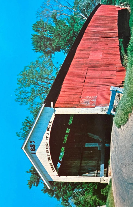 Newport Bridge - Indiana - Photo: Floyd Mitchell - Vintage Covered Bridge Postcard