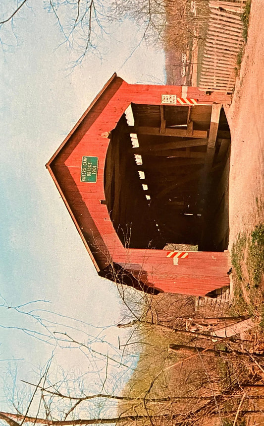 Hillis or Baker’s Camp Bridge - Indiana - Photo: Floyd Mitchell - Vintage Covered Bridge Postcard