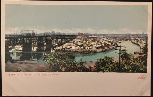 The Viaduct and the Flats, Cleveland, Ohio - Pre 1906 Postcard - Vintage Cleveland Postcard - Backside Address only