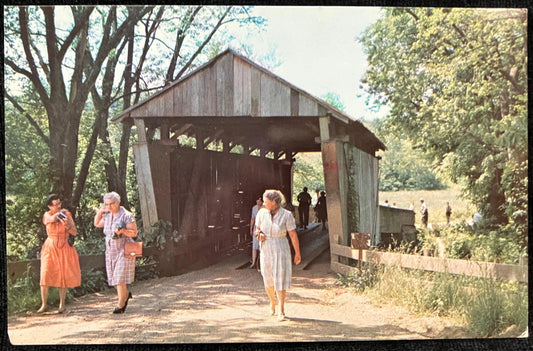 Washington County #17 - Mill Branch Bridge, North of Belpre, Ohio - Vintage Ohio Covered Bridge Postcard