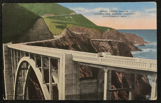 Bixby Creek Bridge, Carmel-San Simeon Highway, California - Vintage Bridge Postcard