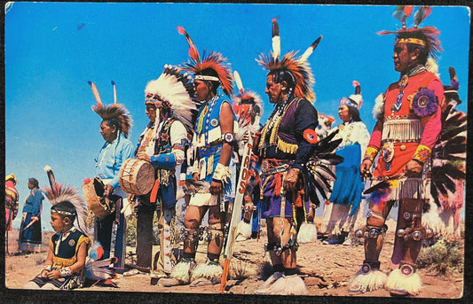 Indigenous Taos People Dance Team at the Gallup International Ceremonial - New Mexico - Vintage Postcard