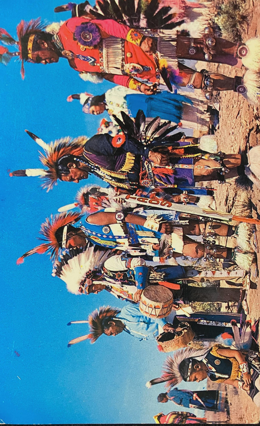 Indigenous Taos People Dance Team at the Gallup International Ceremonial - New Mexico - Vintage Postcard