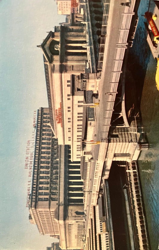Chicago’s Union Station - Jackson Blvd. Bridge - Illinois - Photo: Wm. H. Nawodlyo - Vintage Train Postcard