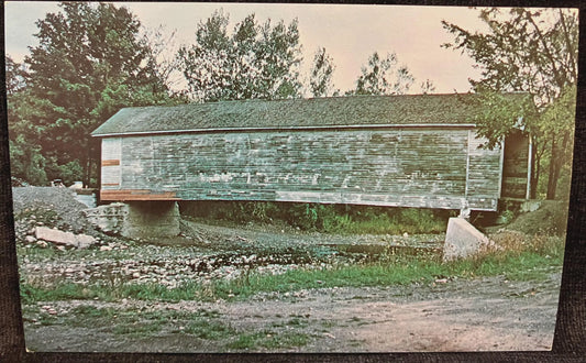 Covered Bridge at Cowlesville, New York - Cowlesville Bridge - Photo: Earl Baldwin - Vintage Bridge Postcard
