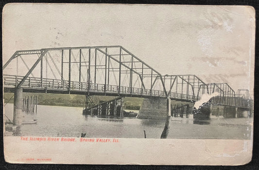 The Illinois River Bridge, Spring Valley, Illinois - E. C. Kropp, Milwaukee - Vintage Bridge Postcard