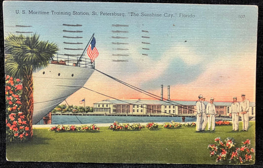 U. S. Maritime Training Station, St. Petersburg, “The Sunshine City,” Florida - Vintage Maritime Postcard