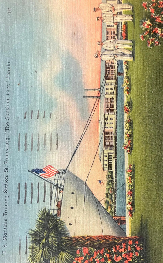U. S. Maritime Training Station, St. Petersburg, “The Sunshine City,” Florida - Vintage Maritime Postcard