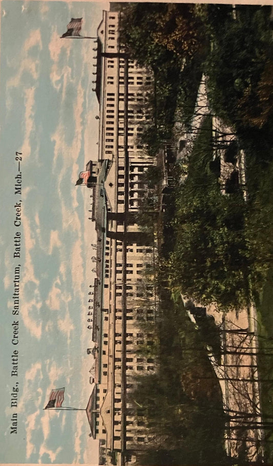 Main Building, Battle Creek Sanitarium, Battle Creek, Michigan - Vintage Hospital Postcard