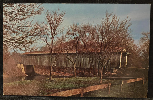 Cumberland Bridge in Grant County, Indiana - Photo: John V. Pontiere, Jr. - Vintage Coverd Bridge Postcard