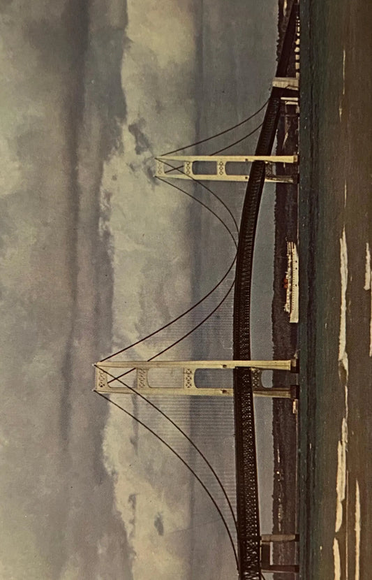 Mackinac Bridge in Michigan - “The Mighty Mac” - Color: Bob Miles - Vintage Bridge Postcard