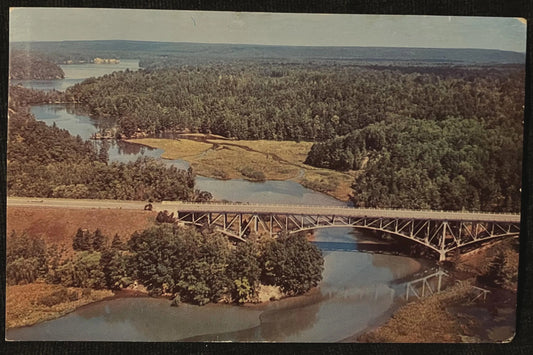 Cooley Bridge on Hwy. 55 over Pine River in Wellston, Michigan - Vintage Bridge Postcard