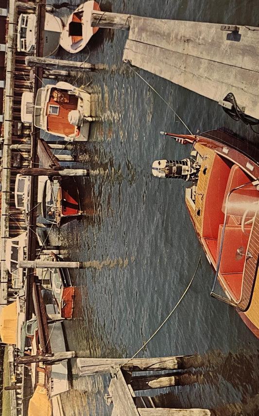 Manistee Boat Club in Manistee, Michigan - Photo: Colourpicture - Vintage Boat Postcard