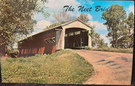 The Neet Bridge - Indiana - Photo: Parrish - Vintage Covered Bridge Postcard