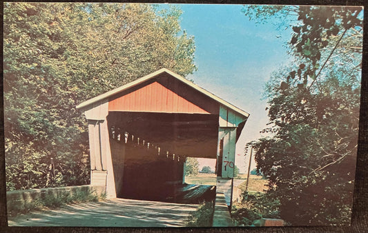 Coburn Bridge in Dekalb County, Indiana - Vintage Covered Bridge Postcard