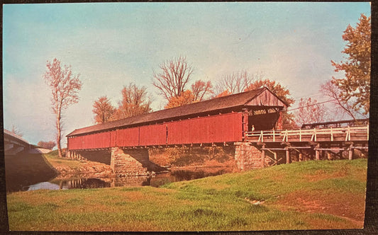 Bells' Ford Bridge in Jackson County, Indiana - Photo: Bill Estell - Vintage Covered Bridge Postcard