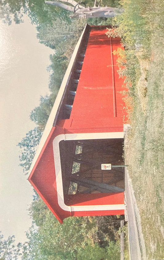 Covered Bridge over Wabash River near Geneva, Indiana - Vintage Covered Bridge Postcard