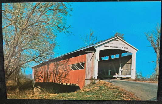 Neet Bridge in Parke County, Indiana - Photo: Mitchell - Vintage Covered Bridge Postcard