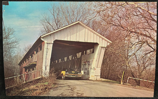 Coburn Bridge in Dekalb County, Indiana - Vintage Covered Bridge Postcard