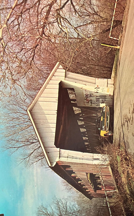 Coburn Bridge in Dekalb County, Indiana - Vintage Covered Bridge Postcard