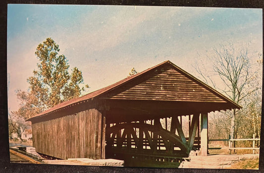 Duck Creek Aqueduct in Franklin County, Indiana - Vintage Covered Bridge Postcard