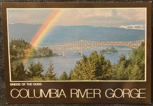 Columbia River Gorge - Bridge of the Gods - Oregon - Made in Italy - Vintage 1910s Bridge Postcard