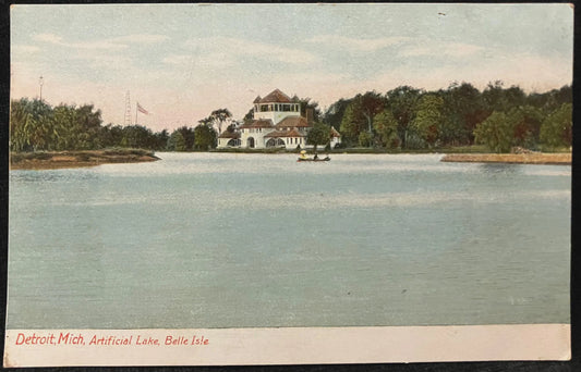 Detroit, Michigan, Artificial Lake, Belle Isle - Vintage Belle Isle Postcard