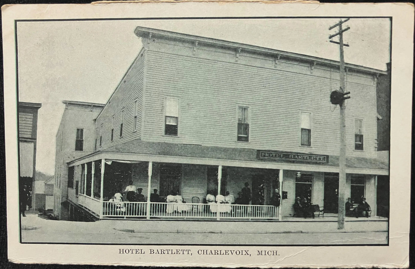 Hotel Bartlett, Charlevoix, Michigan - Vintage Hotel Postcard