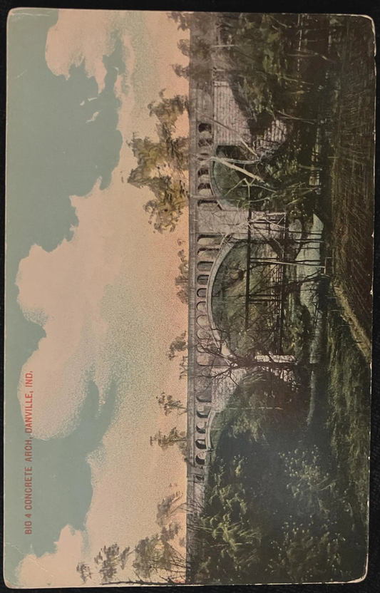 Bio 4 Concrete Arch, Danville, Indiana - Danville Arch - Vintage Bridge Postcard