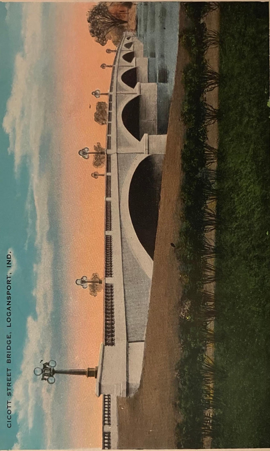 Cicott Street Bridge, Logansport, Indiana - Vintage Bridge Postcard