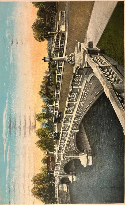 North Meridian Street Bridge Over Fall Creek, Indianapolis, Indiana - Vintage Bridge Postcard