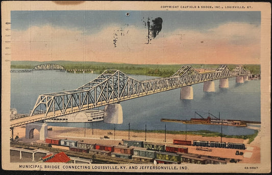 Municipal Bridge Connecting Louisville, Kentucky and Jeffersonville, Indiana - Bridge Postcard