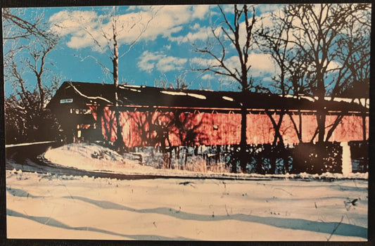 Eller-Heady Bridge in Hamilton County, Indiana - Photo by Jack Selfres - Vintage 1950s Covered Bridge Postcard