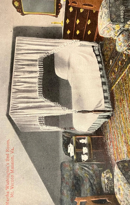 Martha Washington’s Bedroom, Mt. Vernon Mansion, Virginia  - Vintage American History Postcard