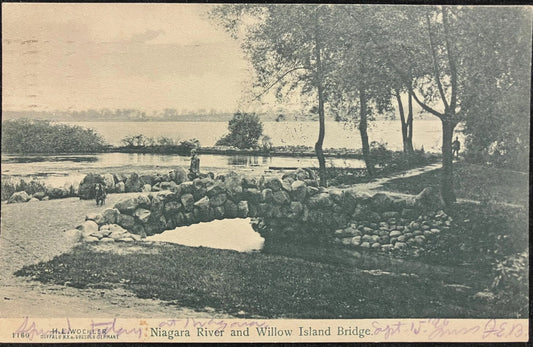 Niagara River and Willow Island Bridge - Photo: H. L. Woehler - Buffalo, New York- Vintage Postcard