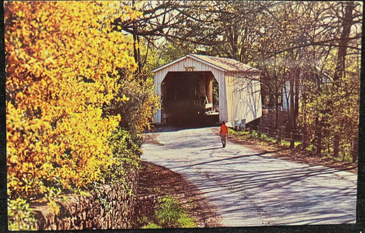 Green Sergeant’s Covered Bridge in Hunterdon County, New Jersey - Vintage Bridge Postcard